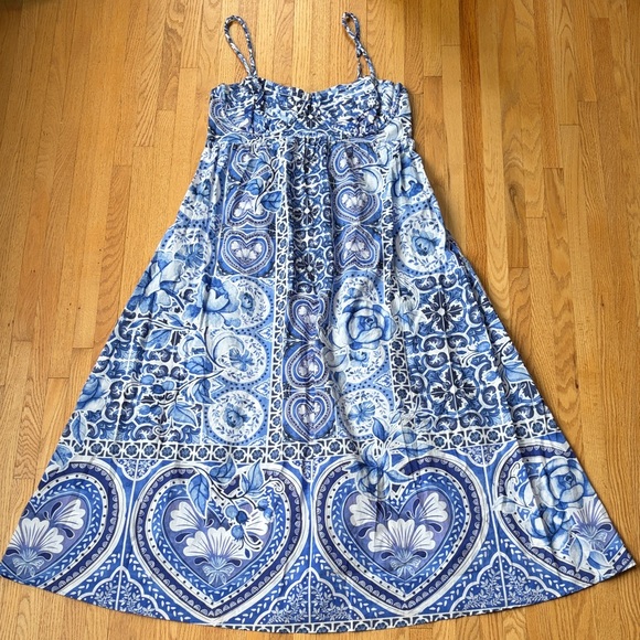 Caroline Constas Dresses & Skirts - Caroline Constas Blue & White Printed Maxi Sundress with Spaghetti Straps